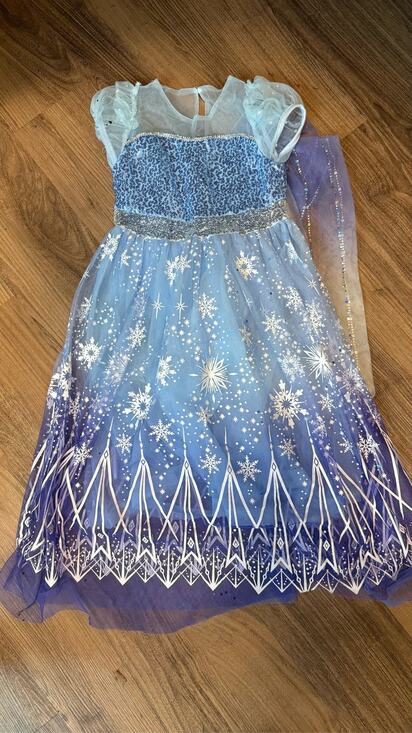 Unbranded Other - Frozen Elsa Costume Dress Girls Blue Sequin Snowflake Cape 110/4-5